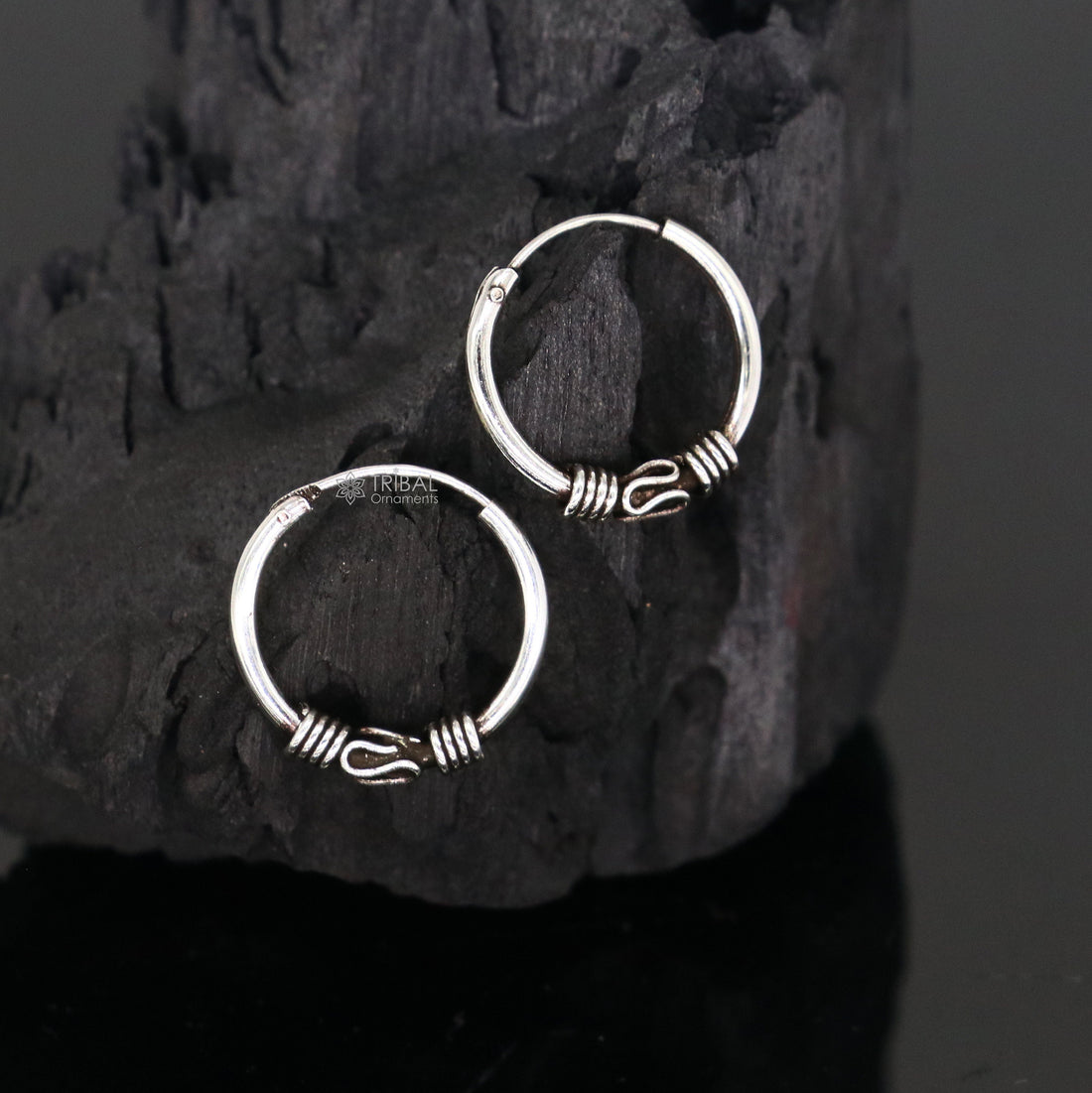 925 sterling silver handmade traditional cultural hoops earrings bali ,pretty gifting bali tribal ethnic jewelry India s1213 - TRIBAL ORNAMENTS