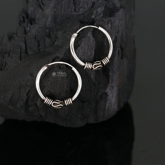 925 sterling silver handmade traditional cultural hoops earrings bali ,pretty gifting bali tribal ethnic jewelry India s1213 - TRIBAL ORNAMENTS