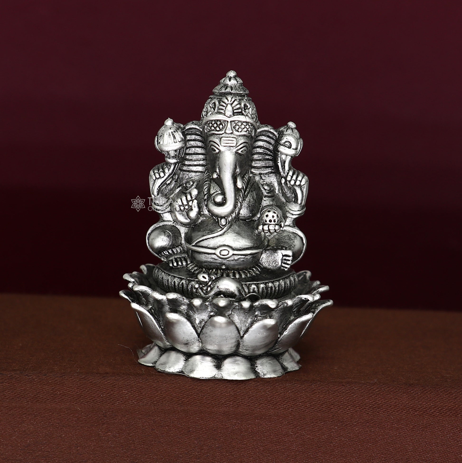 925 Sterling silver Lord Ganesh Idol, Pooja Articles, Silver Idols Figurine, handcrafted Ganesha statue sculpture Diwali puja gift art668 - TRIBAL ORNAMENTS