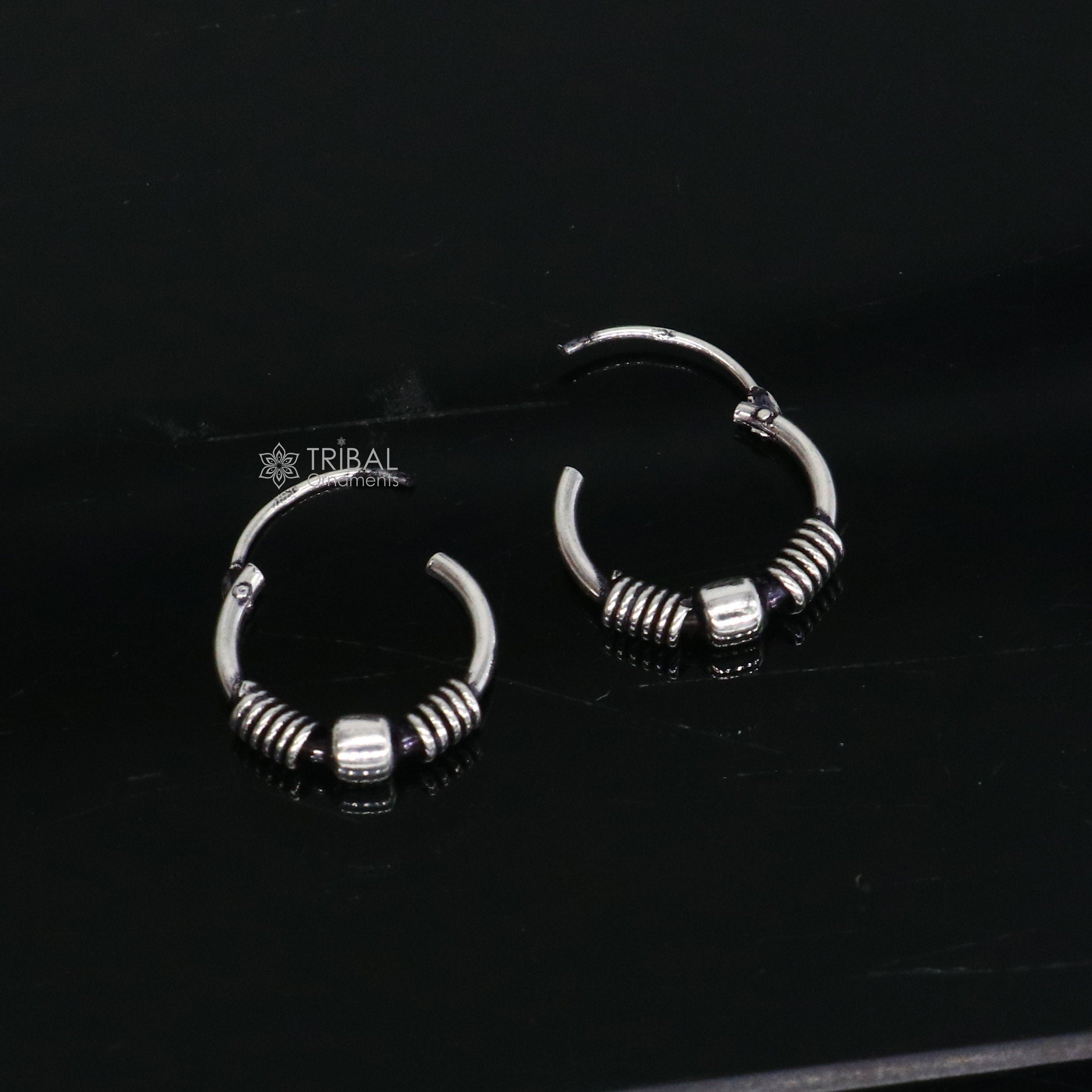 Vintage traditional design stylish 925 sterling silver handmade fabulous  hoops earrings bali , pretty gifting bali tribal jewelry india s612 |  TRIBAL ORNAMENTS