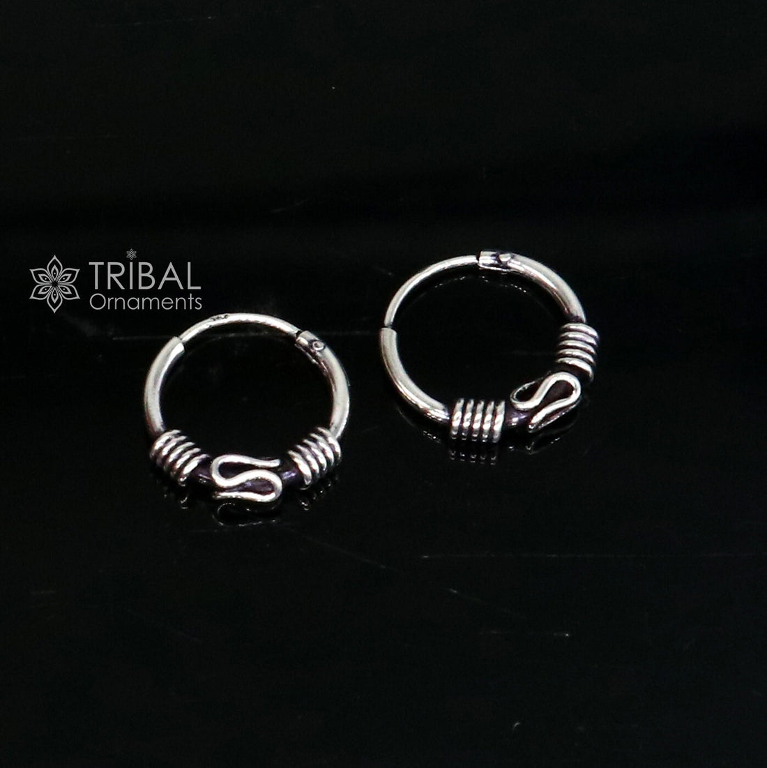 Amazing Cultural new fancy stylish small  925 sterling silver handmade hoops earrings bali ,pretty gifting bali tribal jewelry india s1217 - TRIBAL ORNAMENTS