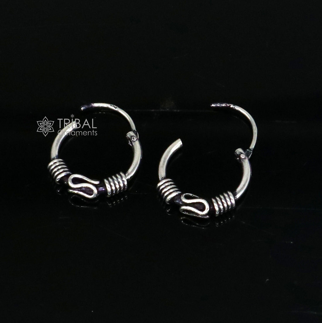 Amazing Cultural new fancy stylish small  925 sterling silver handmade hoops earrings bali ,pretty gifting bali tribal jewelry india s1217 - TRIBAL ORNAMENTS