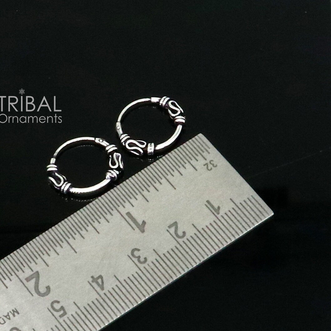 Unique Cultural new fancy stylish small  925 sterling silver handmade hoops earrings bali ,pretty gifting bali tribal jewelry india s1218 - TRIBAL ORNAMENTS