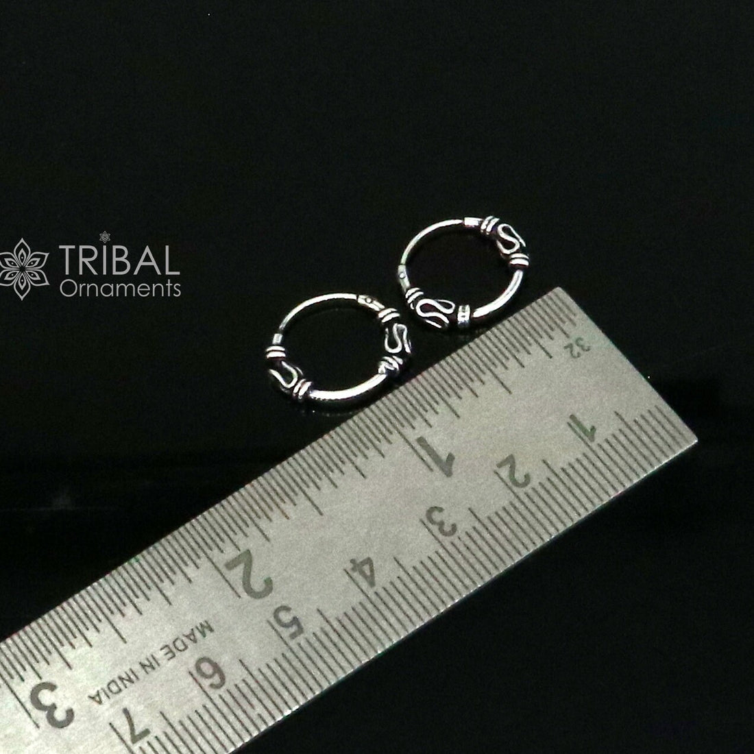 Unique Cultural new fancy stylish small  925 sterling silver handmade hoops earrings bali ,pretty gifting bali tribal jewelry india s1218 - TRIBAL ORNAMENTS