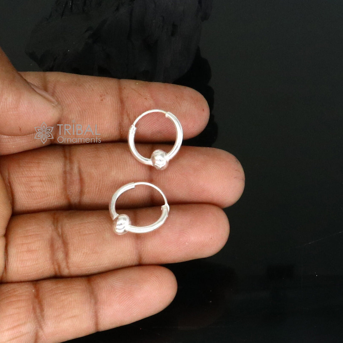 Plain Cultural new fancy stylish small  925 sterling silver handmade hoops earrings bali ,pretty gifting bali tribal jewelry india s1219 - TRIBAL ORNAMENTS