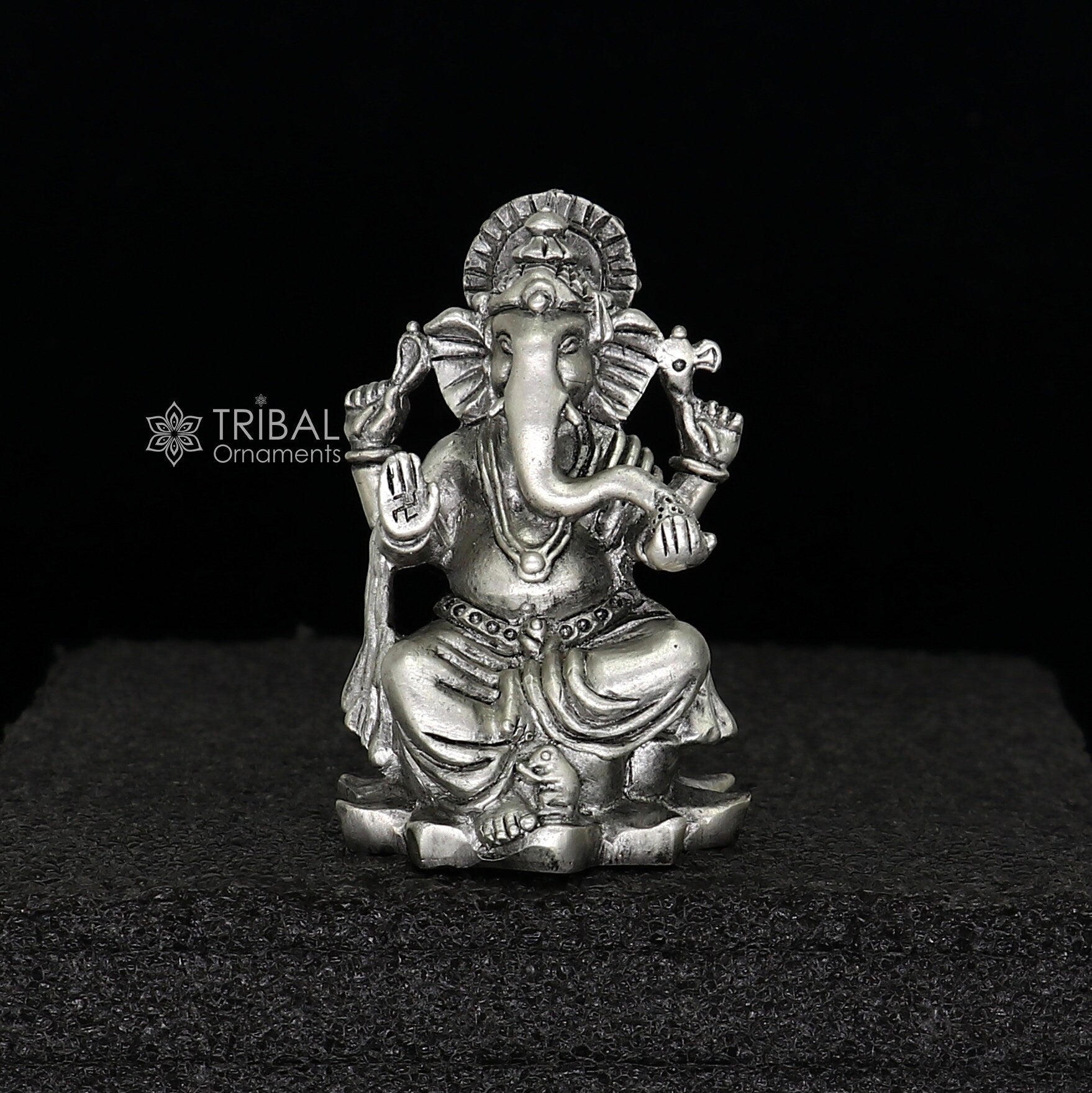 925 Sterling silver Lord Ganesh Idol, Pooja Articles, Indian Silver Idols,  handcrafted Lord Ganesh statue sculpture Diwali puja gift su02 | TRIBAL  ORNAMENTS