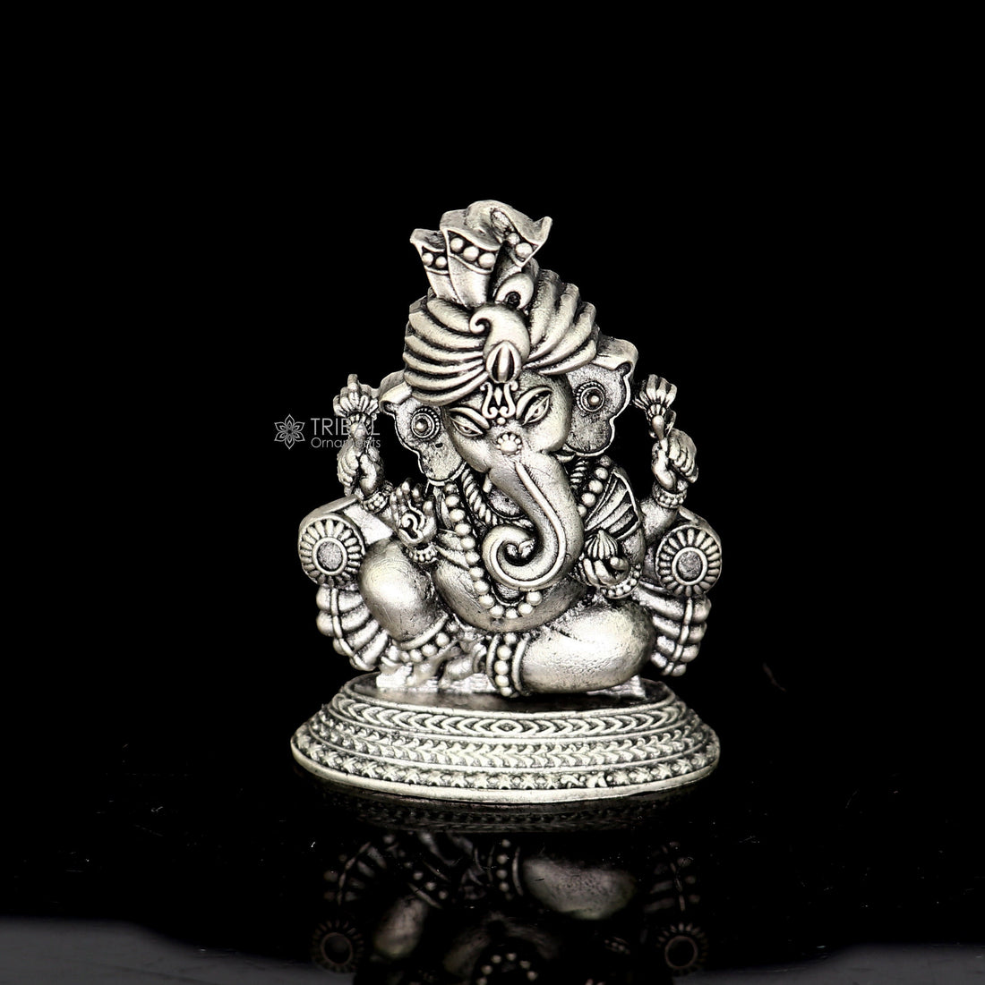 2.0" Divine 925 Sterling silver Lord Ganesh Idol, Pooja Articles, Silver Idols Figurine Ganesha statue sculpture Diwali puja gift art674 - TRIBAL ORNAMENTS