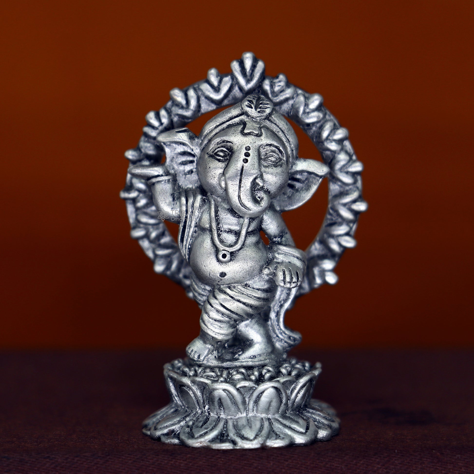 1.7"  925 Sterling silver handmade Hindu God Idol Ganesha statue, puja article figurine, home decor Diwali puja Divine silver article art680 - TRIBAL ORNAMENTS