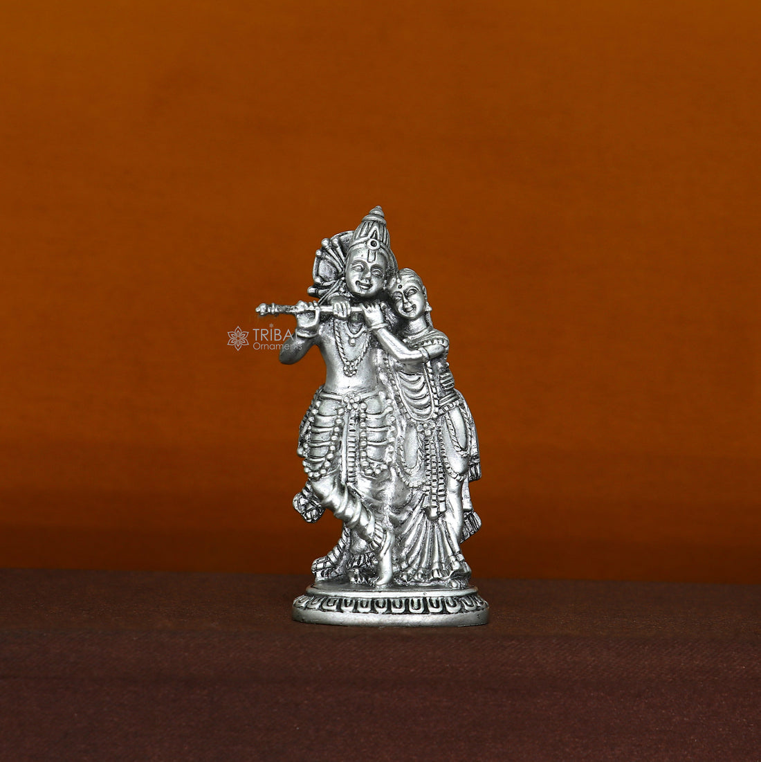 925 Solid sterling silver handmade idol Radha Krishna small statue, amazing lord krishna figurine sculpture puja temple articles art686 - TRIBAL ORNAMENTS