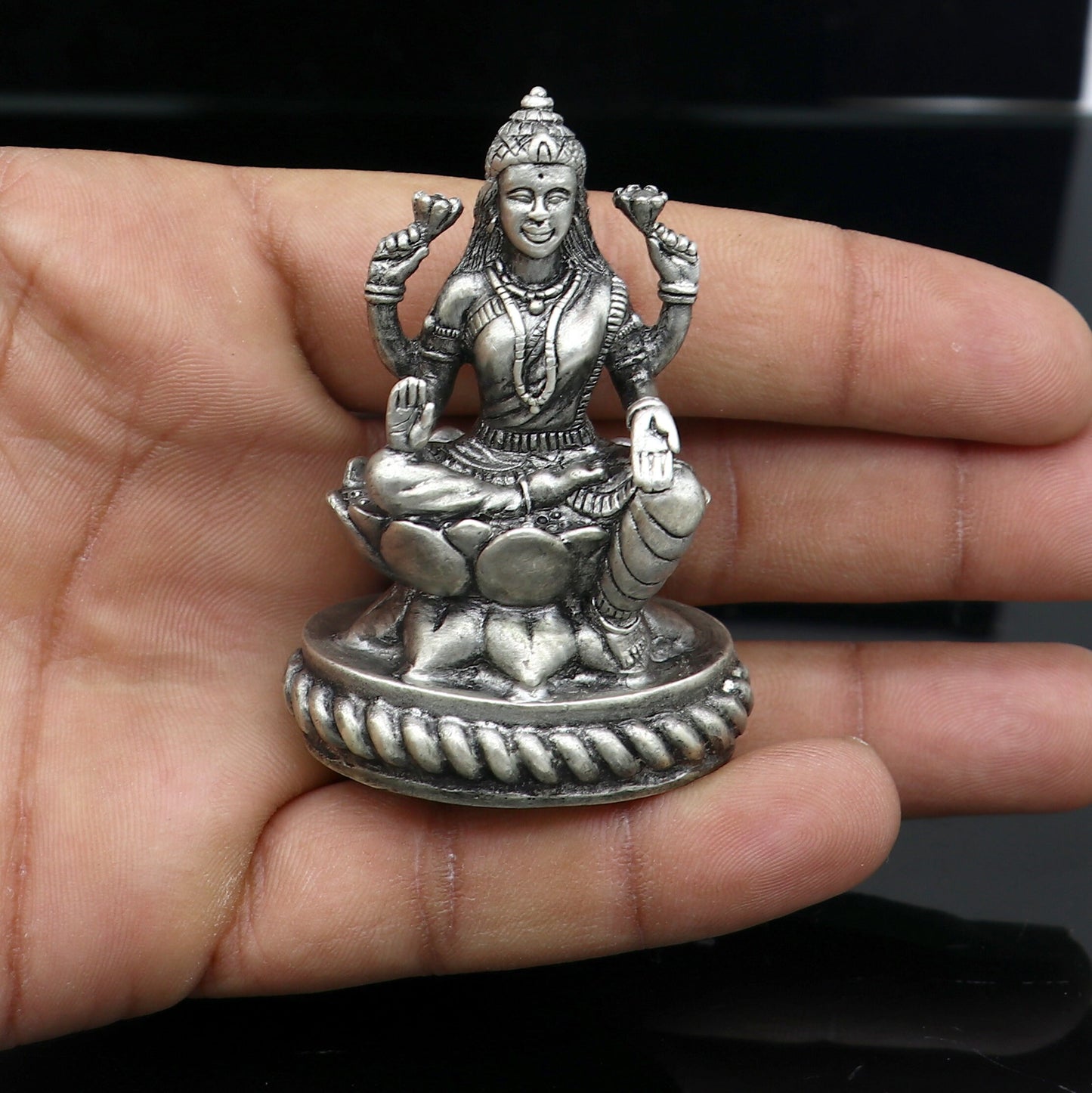 2.4" Goddess Lakshmi Divine statue figurine for puja,best way for Diwali festival puja or worshipping for wealth and prosperity art690 - TRIBAL ORNAMENTS