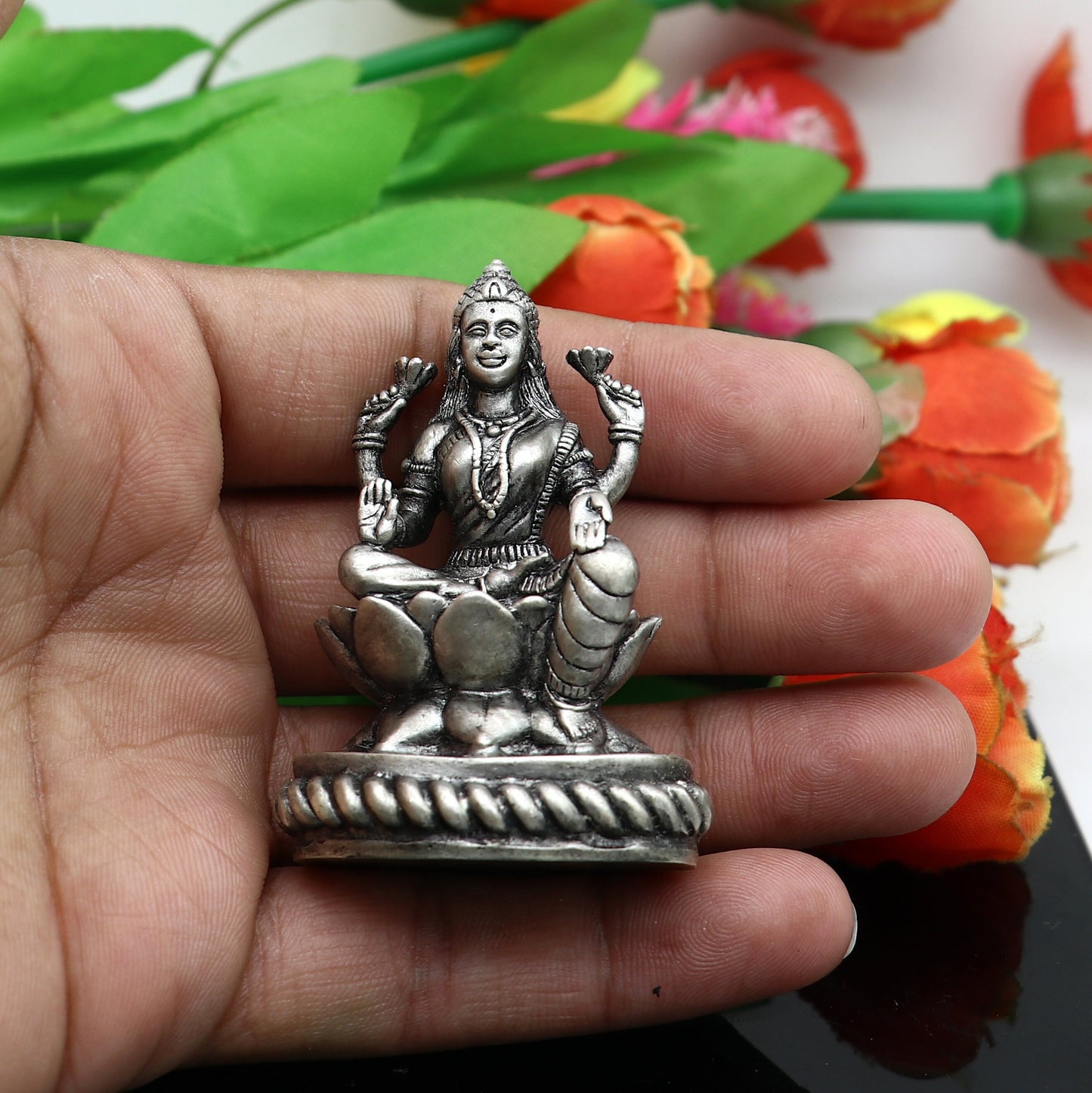 2.4" Goddess Lakshmi Divine statue figurine for puja,best way for Diwali festival puja or worshipping for wealth and prosperity art690 - TRIBAL ORNAMENTS