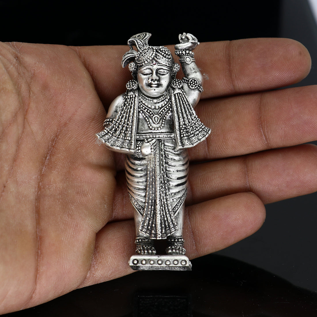 925 Sterling silver handmade design divine Idol  Krishna Govardhan statue figurine, puja articles decorative gift diwali puja art693 - TRIBAL ORNAMENTS