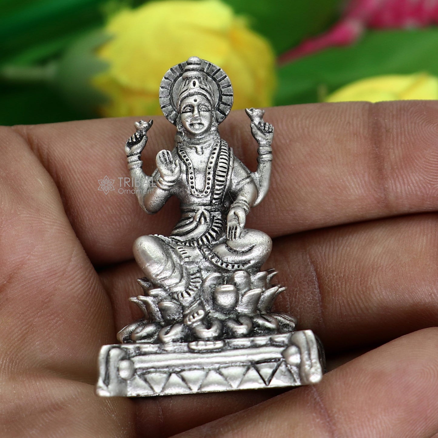 2" Goddess Lakshmi Divine statue figurine for puja,best way for Diwali festival puja or worshipping for wealth and prosperity art694 - TRIBAL ORNAMENTS