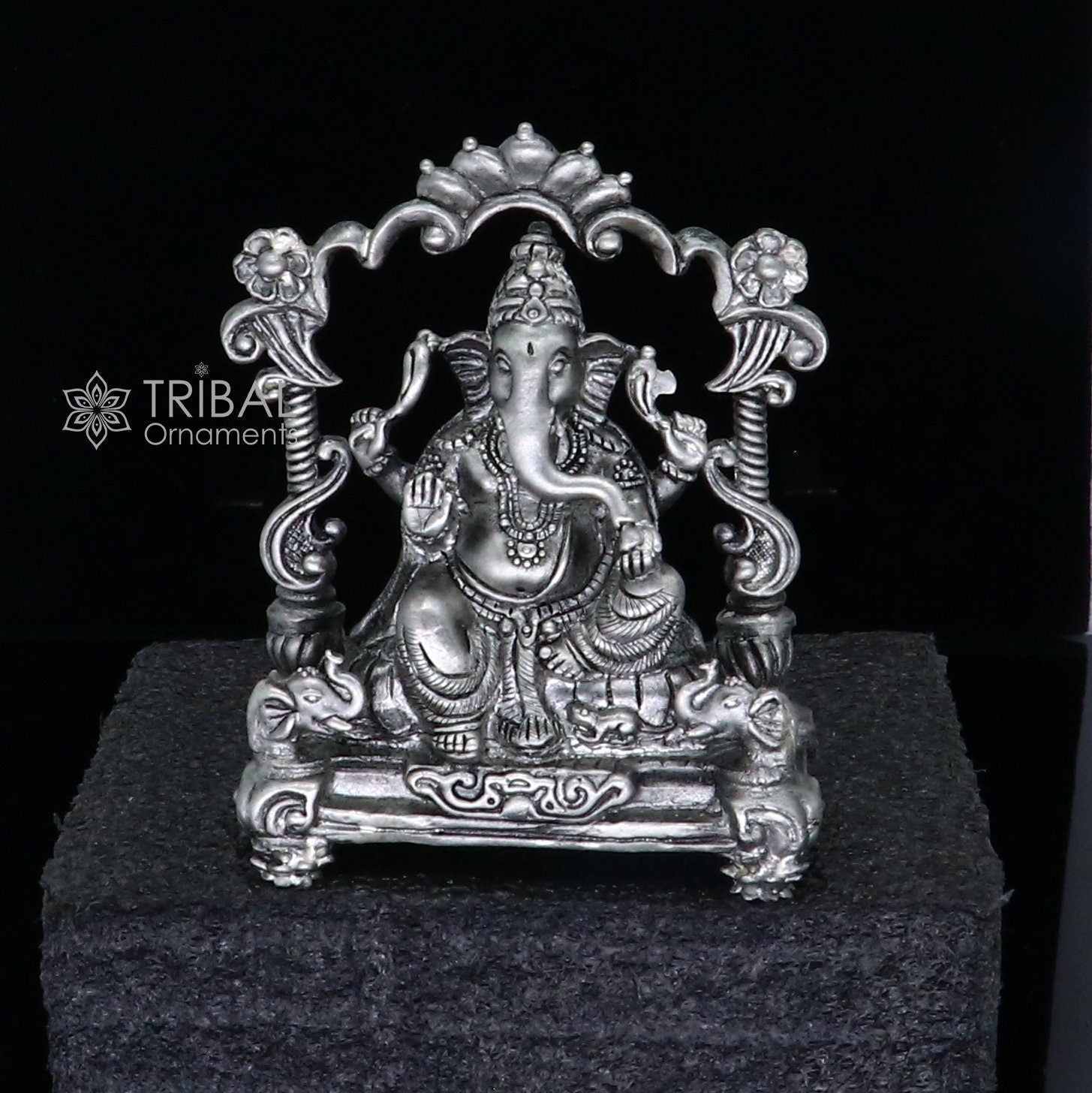 2.9" 925 Sterling silver handmade Idol lord Ganesh statue, Lord Ganesha known for his wisdom, ability to remove obstacles diwali gift art699 - TRIBAL ORNAMENTS