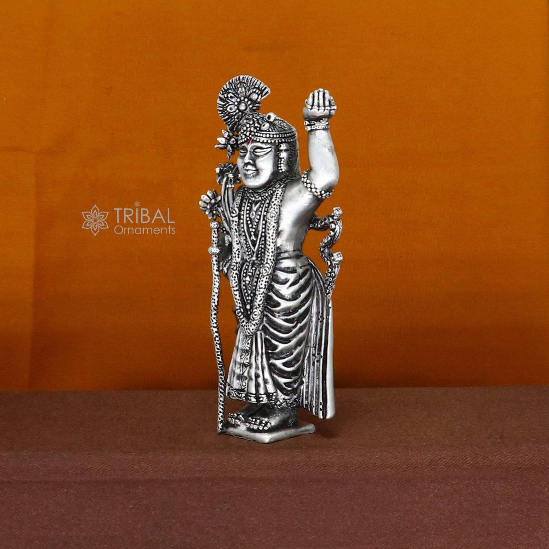 925 Sterling silver handmade design divine Idol  Krishna Govardhan statue figurine, puja articles decorative gift diwali puja art700 - TRIBAL ORNAMENTS