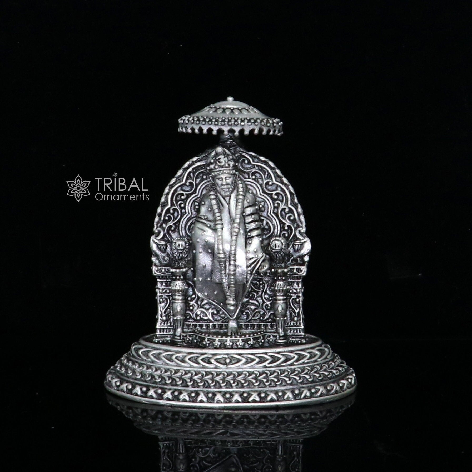 925 sterling silver handmade Divine Hindu idol deity SIRDI Sai Baba statue divine Statue Sculpture figurine puja article gifting art702 - TRIBAL ORNAMENTS