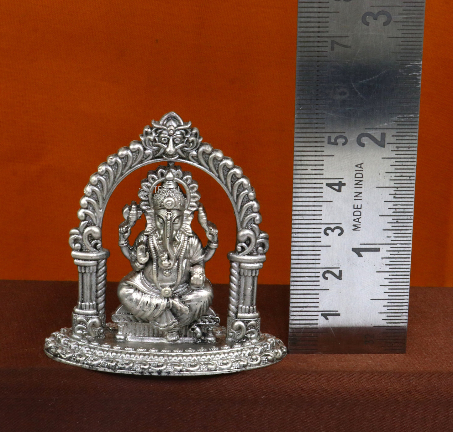 2" 925 Sterling silver handmade Hindu God Idol Ganesha statue, puja article figurine, home decor Diwali puja Divine silver article art704 - TRIBAL ORNAMENTS