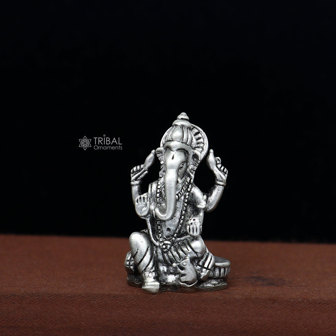 Divine 1.2" 925 Sterling silver God Ganesha statue puja article figurine, Diwali puja Divine silver article of prosperity& wealth art712 - TRIBAL ORNAMENTS