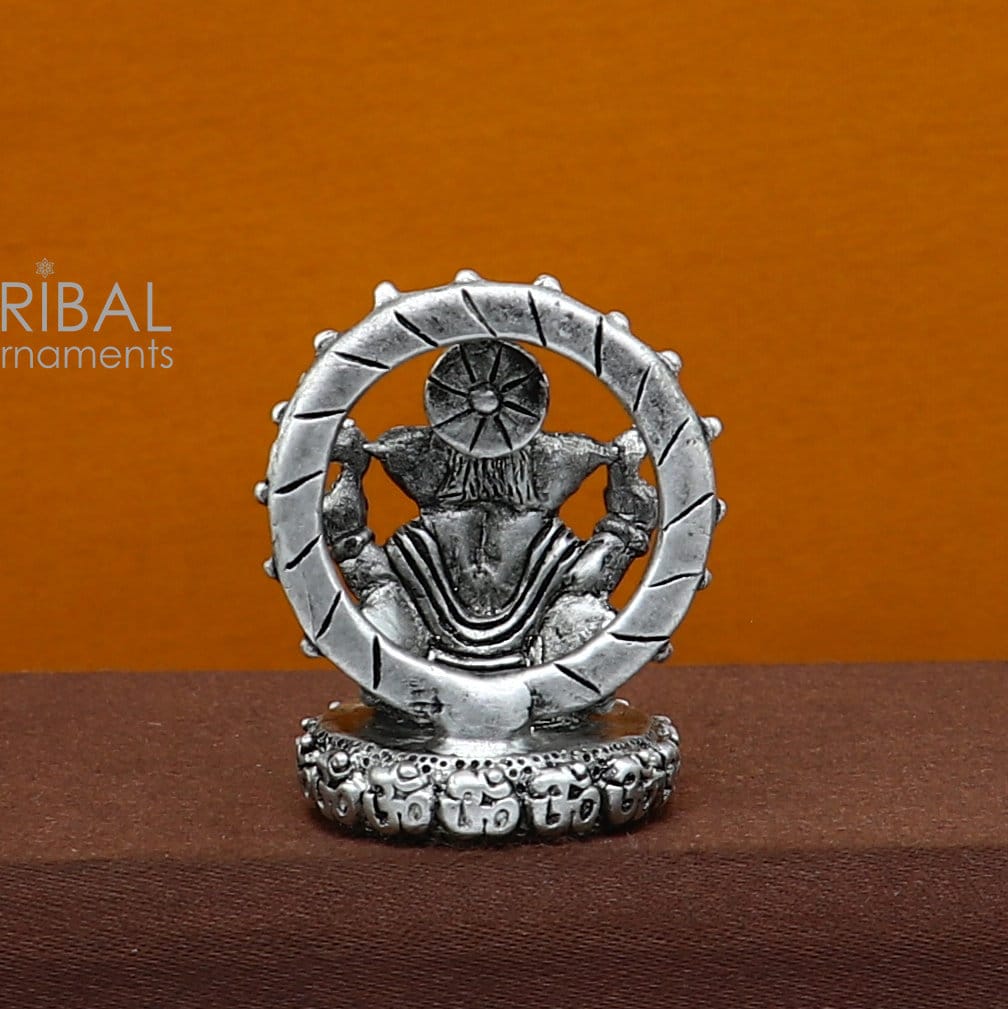 Divine 1.2" 925 Sterling silver God Ganesha statue puja article figurine, Diwali puja Divine silver article of prosperity& wealth art713 - TRIBAL ORNAMENTS