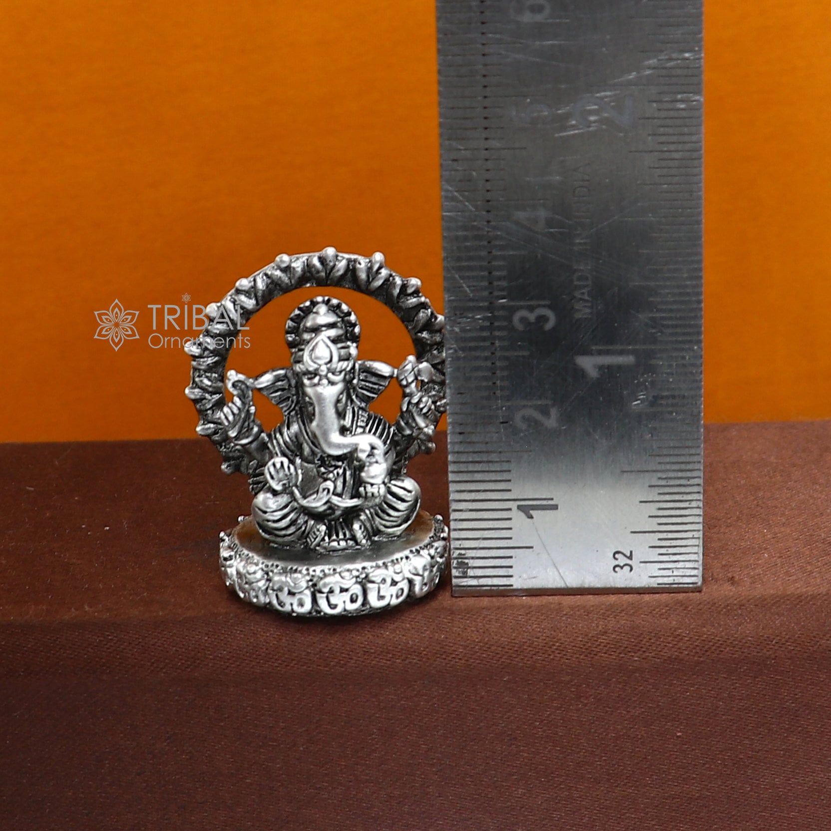 Divine 1.2" 925 Sterling silver God Ganesha statue puja article figurine, Diwali puja Divine silver article of prosperity& wealth art713 - TRIBAL ORNAMENTS