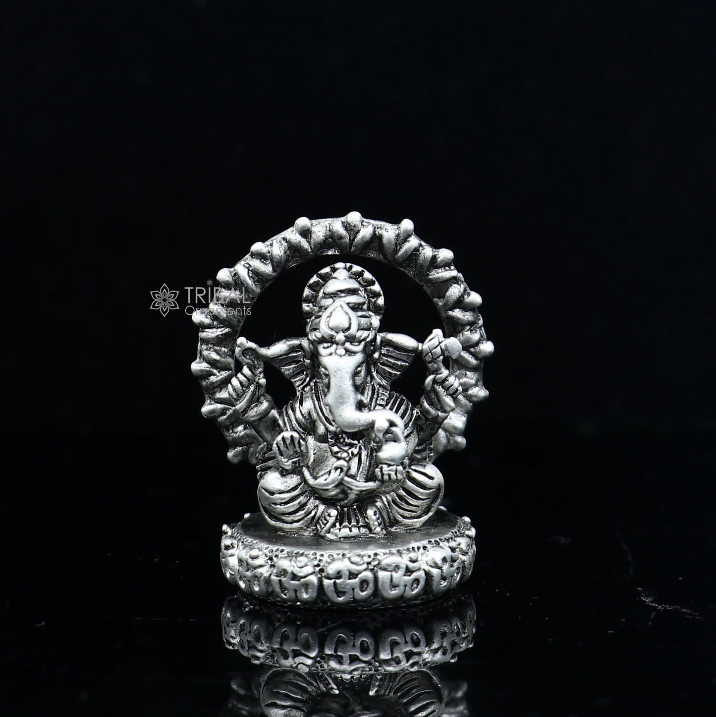 Divine 1.2" 925 Sterling silver God Ganesha statue puja article figurine, Diwali puja Divine silver article of prosperity& wealth art713 - TRIBAL ORNAMENTS