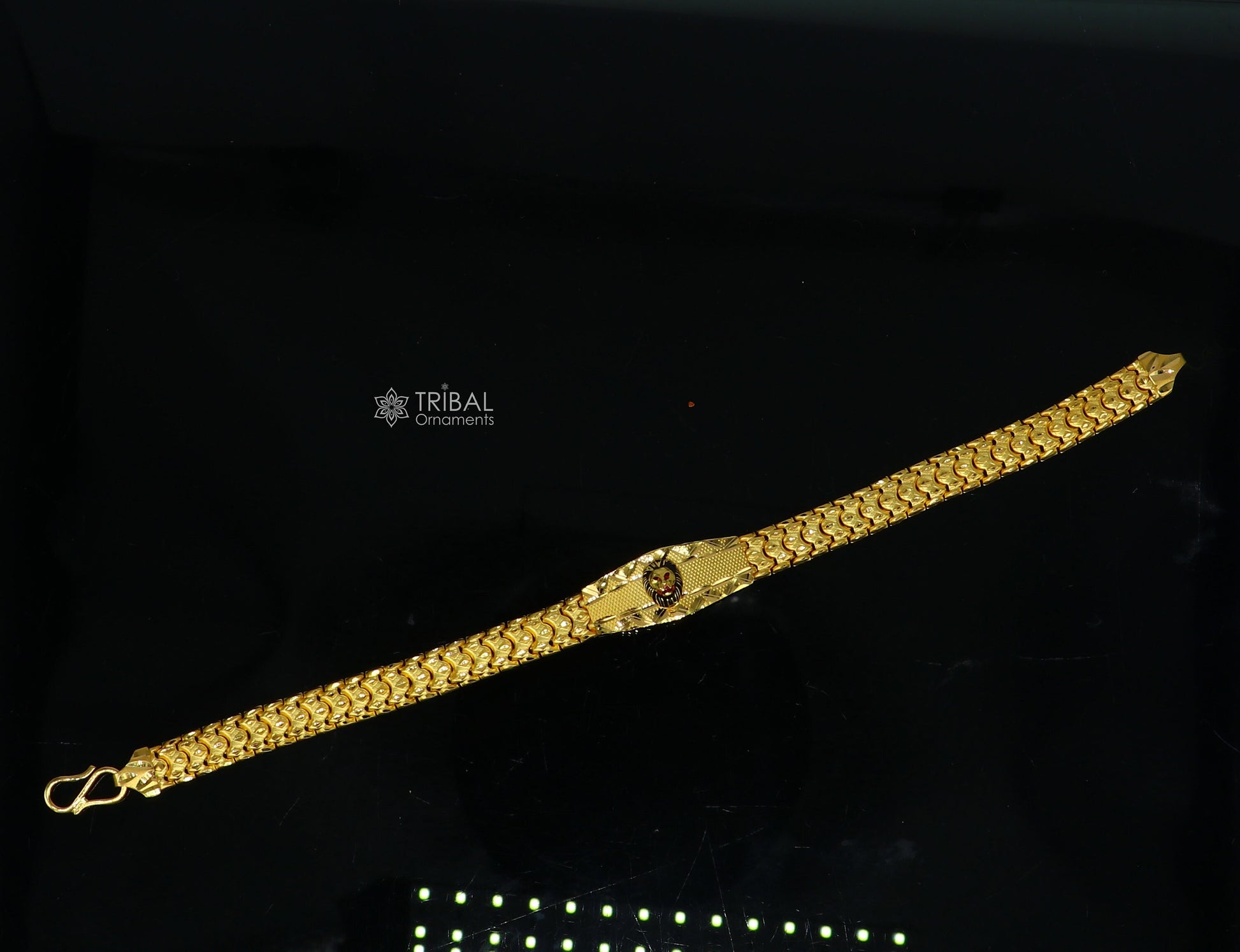 Indian Traditional cultural lion face Design bracelet hallmarked 22kt yellow gold men's bracelet lion head unique wrist bracelet gbr44 8