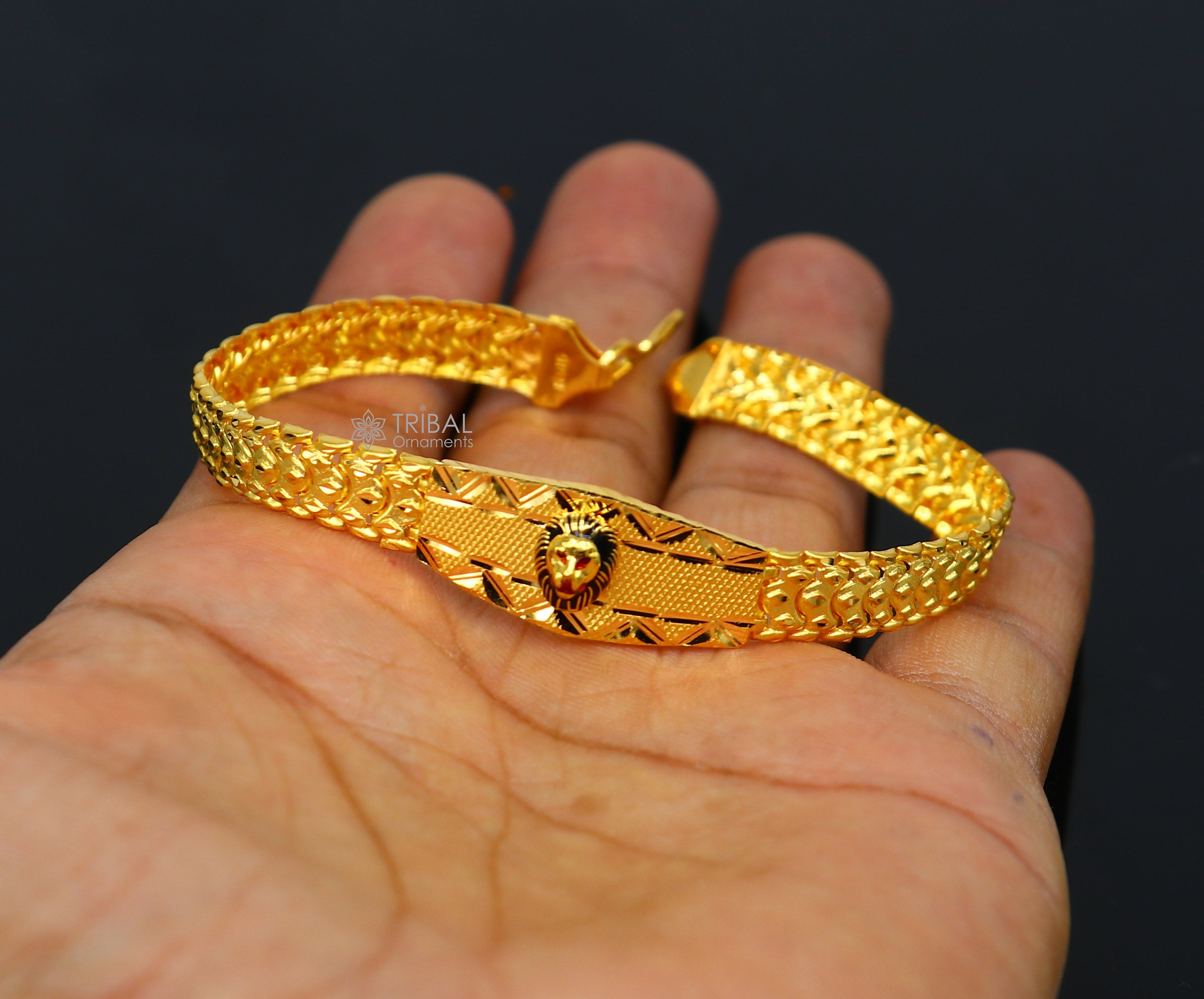 Mens gold hot sale lion bracelet