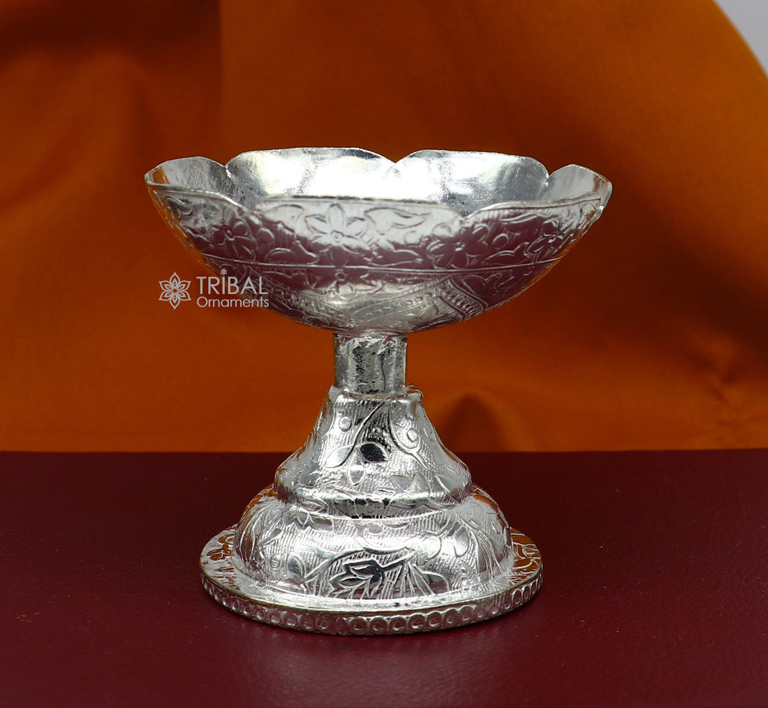 Exclusive Design handmade 925 sterling silver Dhoop or kapoor lamp, Best silver puja utensils, silver dhupdani home temple article SU1195 - TRIBAL ORNAMENTS