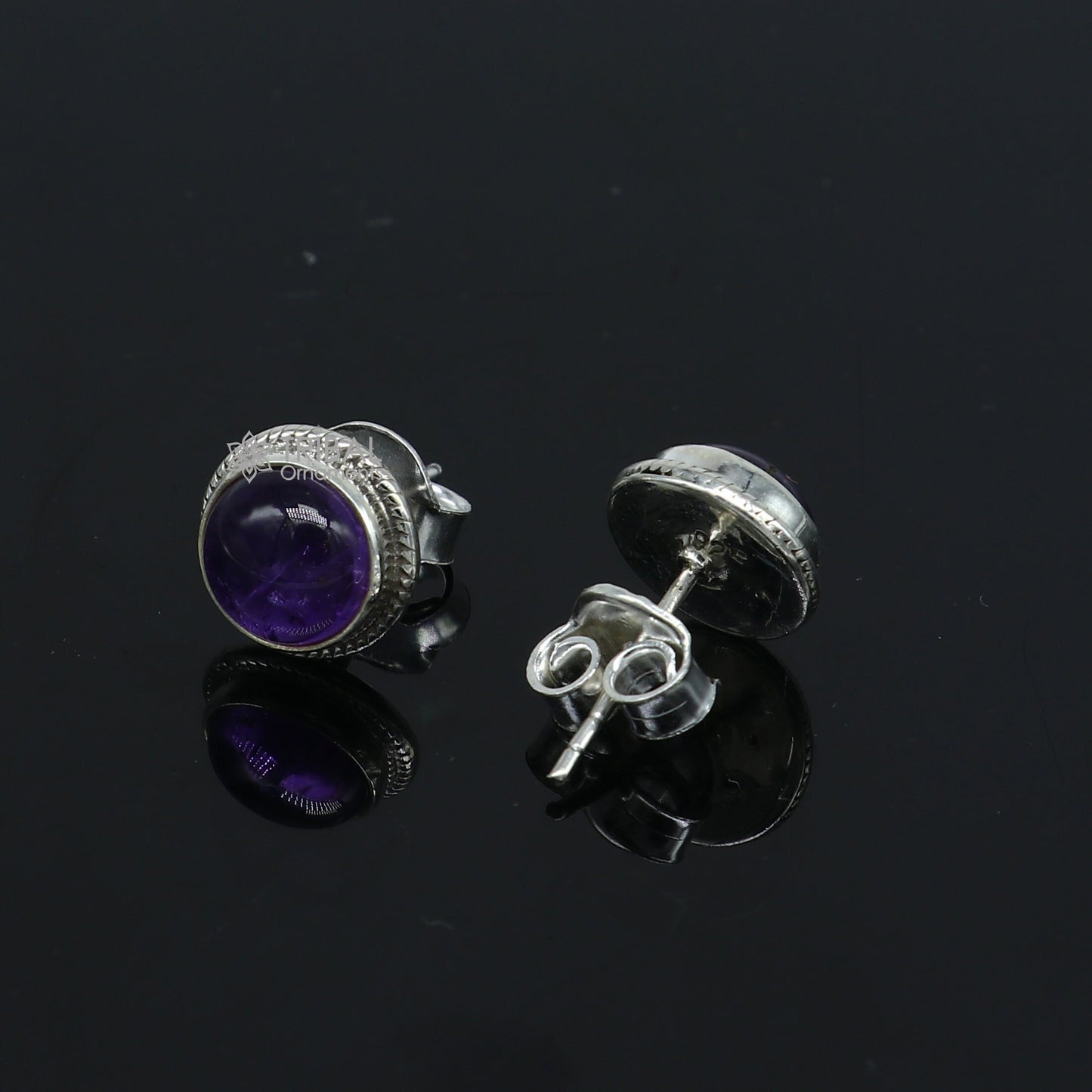 11MM round 925 sterling silver fabulous amethyst stone stud earrings, best unisex jewelry fancy earrings daily use jewelry collection s1220 - TRIBAL ORNAMENTS