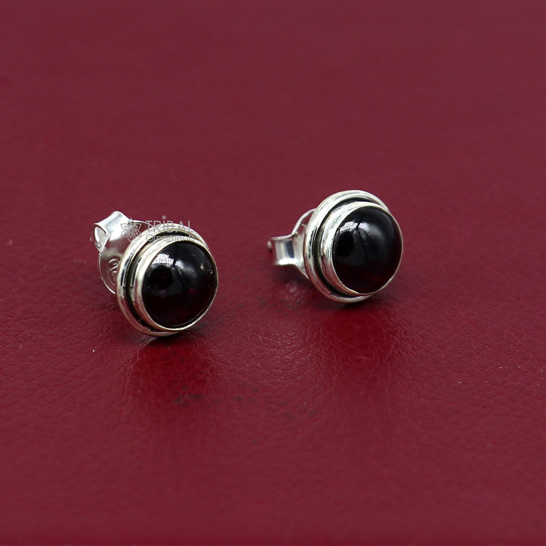 11MM round 925 sterling silver fabulous garnet stone stud earrings, best unisex jewelry fancy earrings daily use jewelry collection s1221 - TRIBAL ORNAMENTS