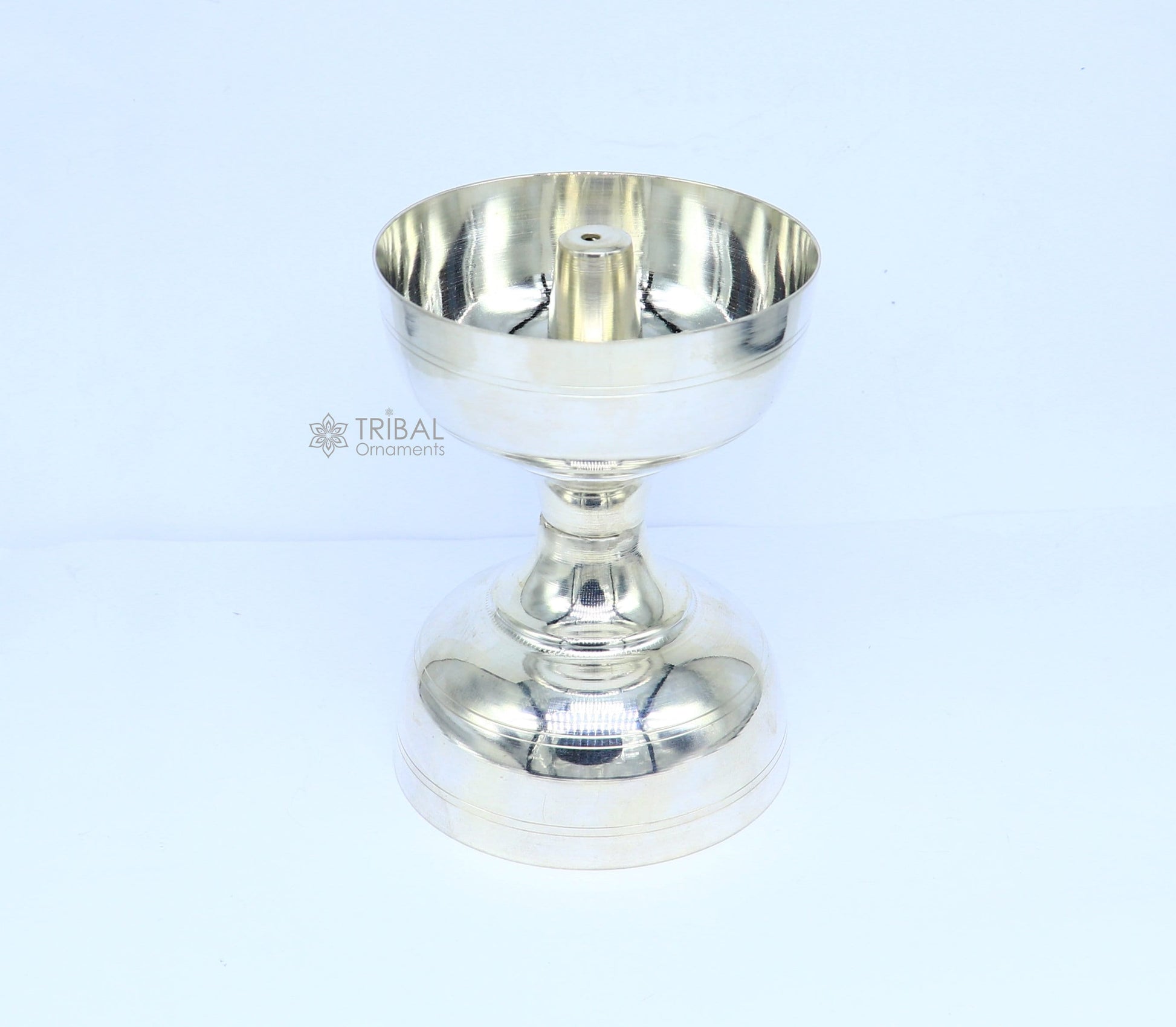 925 sterling silver handmade elegant oil lamp, silver home temple utensils, silver diya, deepak, silver utensil, silver puja article su1188 - TRIBAL ORNAMENTS