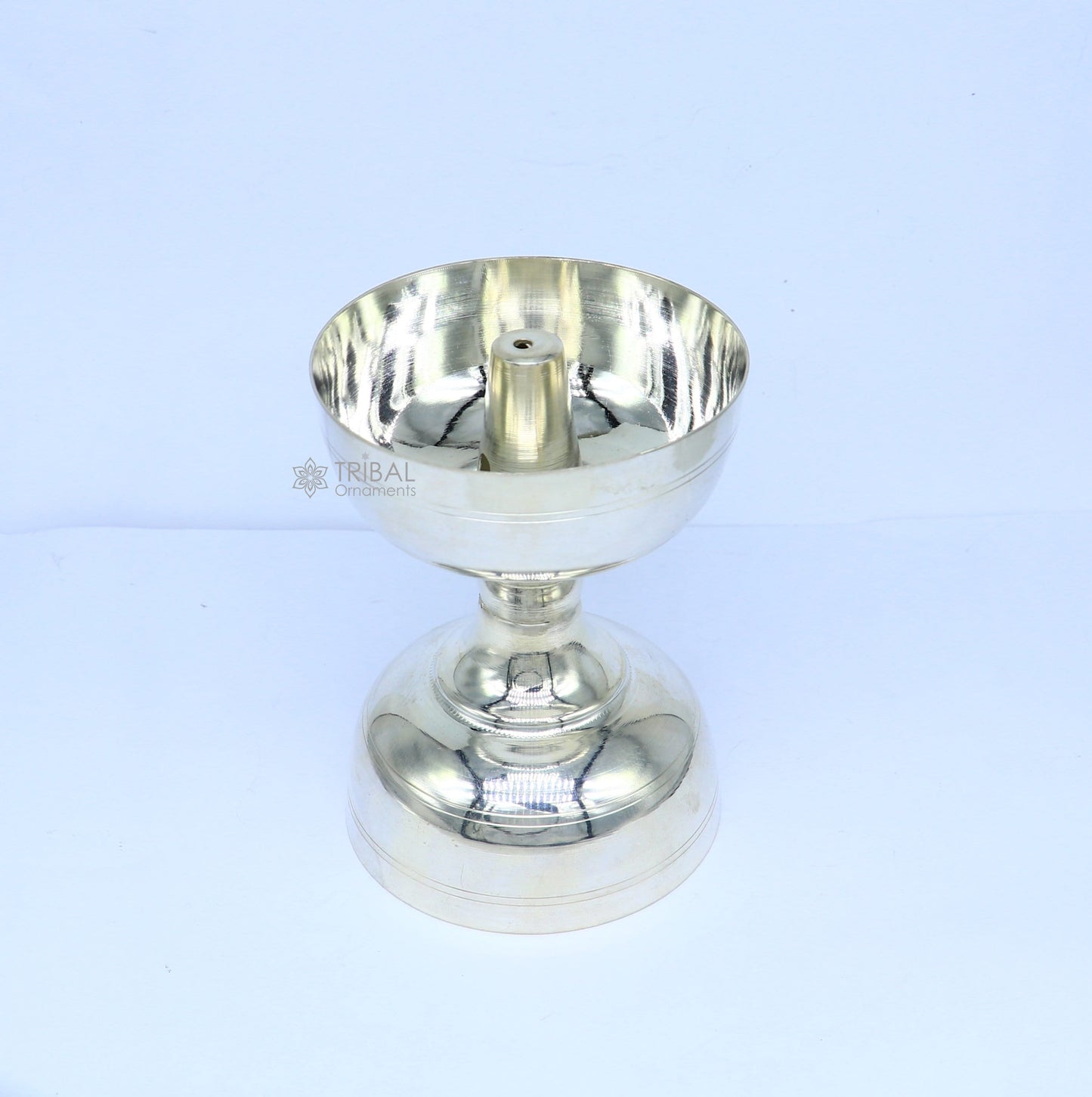 925 sterling silver handmade elegant oil lamp, silver home temple utensils, silver diya, deepak, silver utensil, silver puja article su1188 - TRIBAL ORNAMENTS