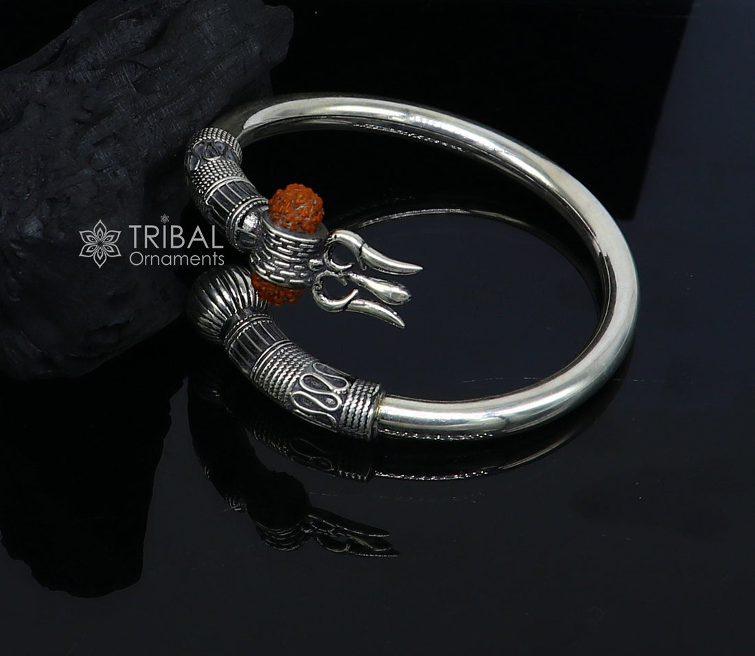 925 sterling silver idol shiva trident or trishul bangle, pretty customized Babubali bangle kada bracelet unisex designer jewelry nsk756 - TRIBAL ORNAMENTS