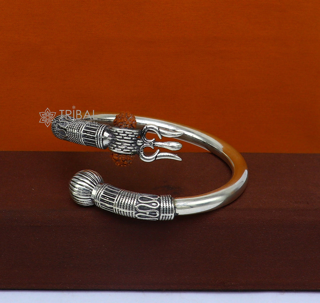 925 sterling silver idol shiva trident or trishul bangle, pretty customized Babubali bangle kada bracelet unisex designer jewelry nsk756 - TRIBAL ORNAMENTS