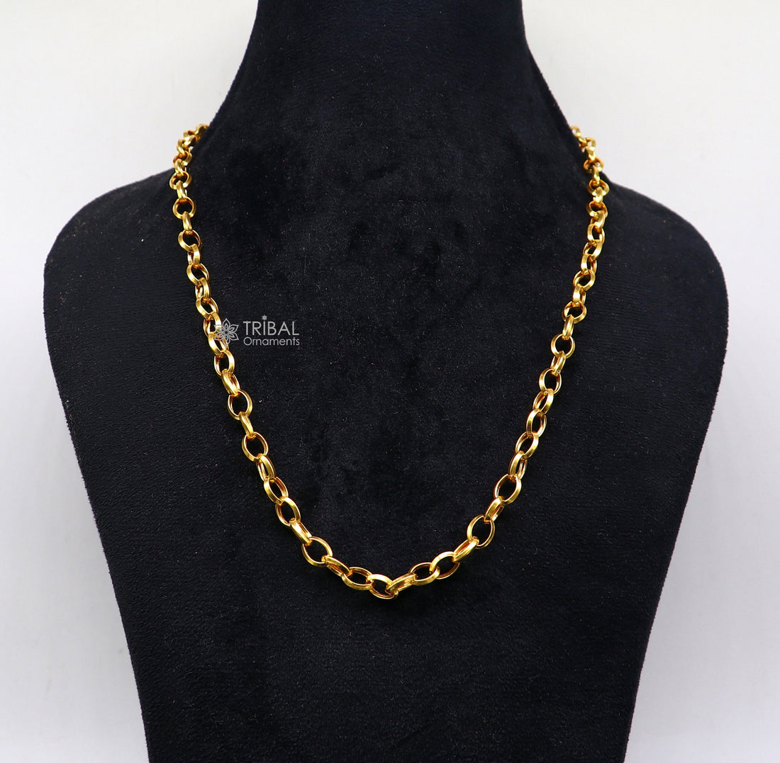 22kt yellow gold handmade fabulous cable rolo chain unisex necklace jewelry best gifting chain from india best gifting jewelry gch589 - TRIBAL ORNAMENTS