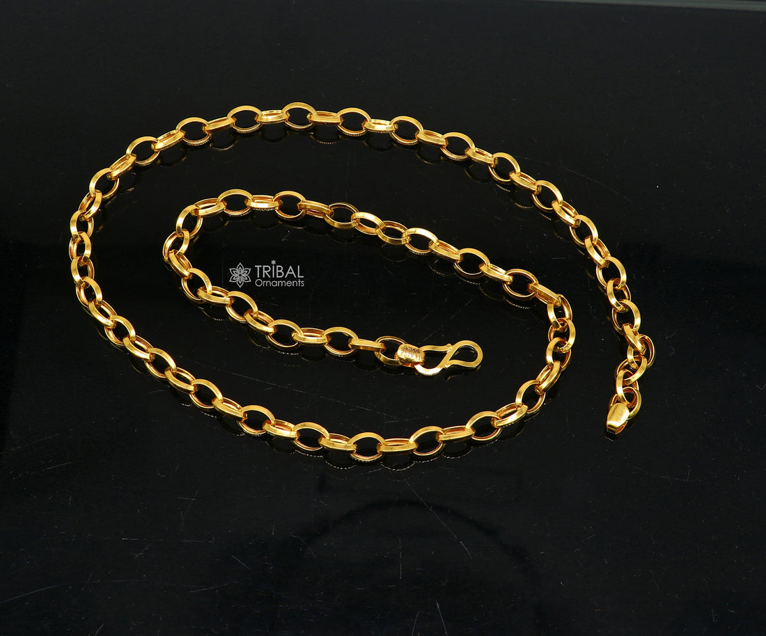 22kt yellow gold handmade fabulous cable rolo chain unisex necklace jewelry best gifting chain from india best gifting jewelry gch589 - TRIBAL ORNAMENTS