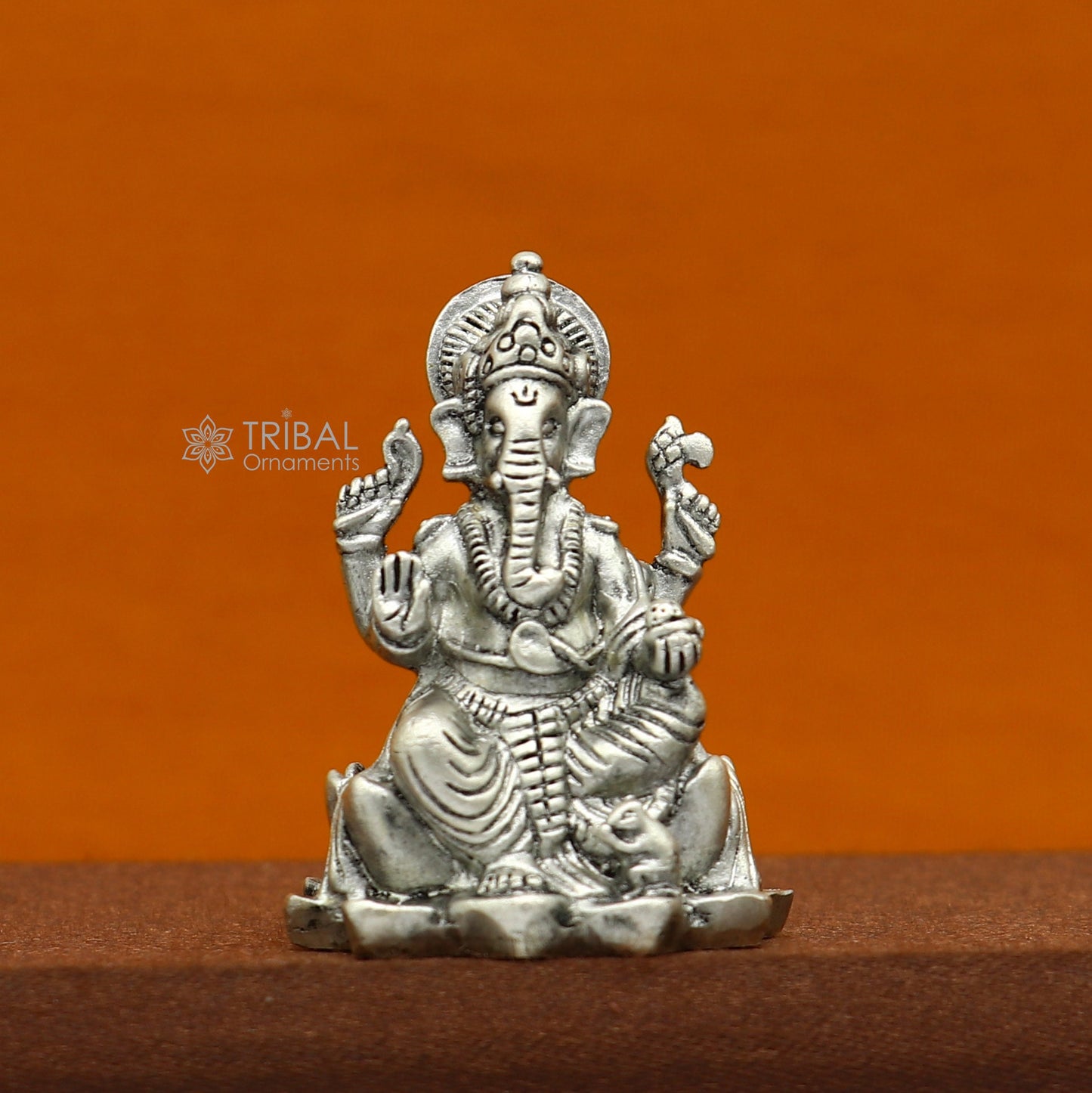 925 Sterling silver Divine lord idol Ganesha statue art, best puja figurine for home temple for wealth and prosperity art730 - TRIBAL ORNAMENTS