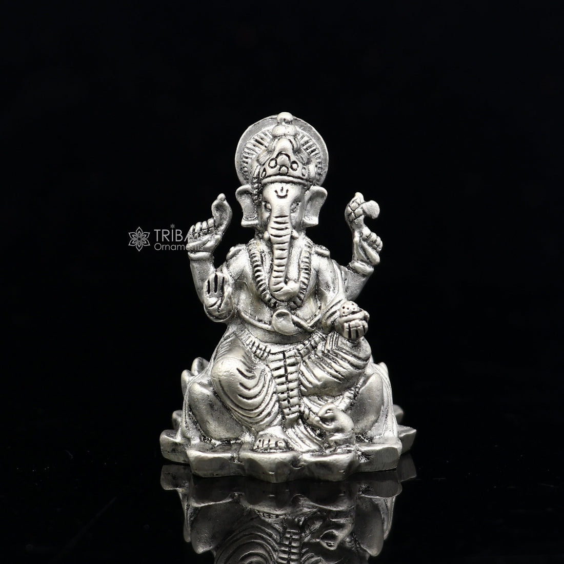 925 Sterling silver Divine lord idol Ganesha statue art, best puja figurine for home temple for wealth and prosperity art730 - TRIBAL ORNAMENTS