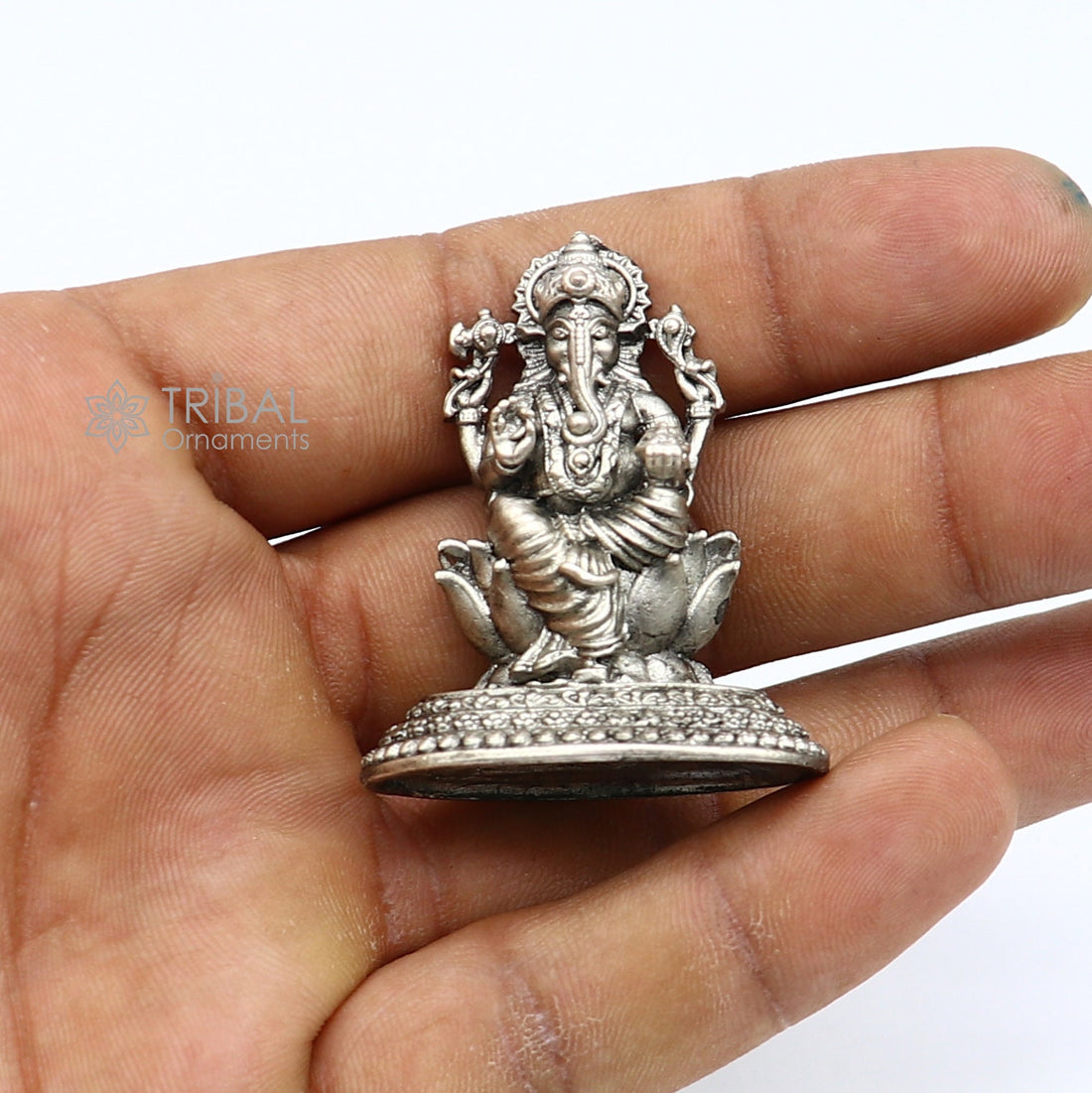 4.2CM 925 Sterling silver Divine lord idol Ganesha statue art, best puja figurine for home temple for wealth and prosperity art736 - TRIBAL ORNAMENTS