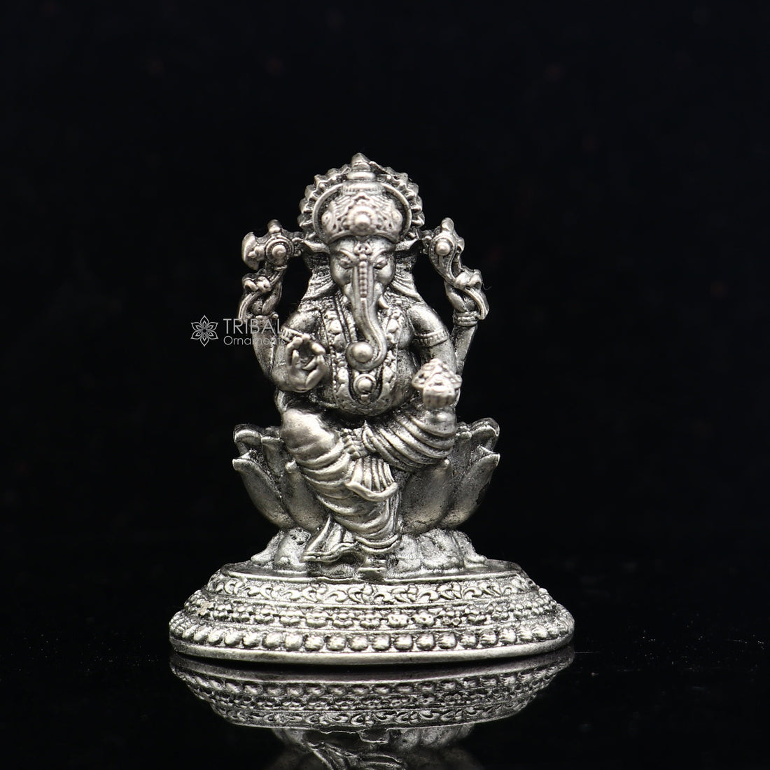 4.2CM 925 Sterling silver Divine lord idol Ganesha statue art, best puja figurine for home temple for wealth and prosperity art736 - TRIBAL ORNAMENTS