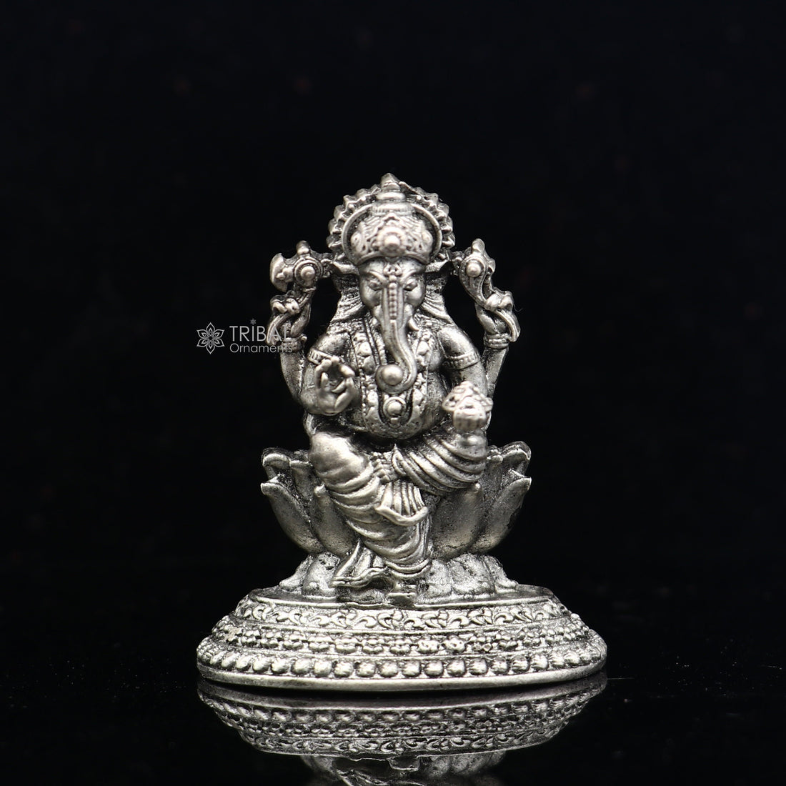 4.2CM 925 Sterling silver Divine lord idol Ganesha statue art, best puja figurine for home temple for wealth and prosperity art736 - TRIBAL ORNAMENTS