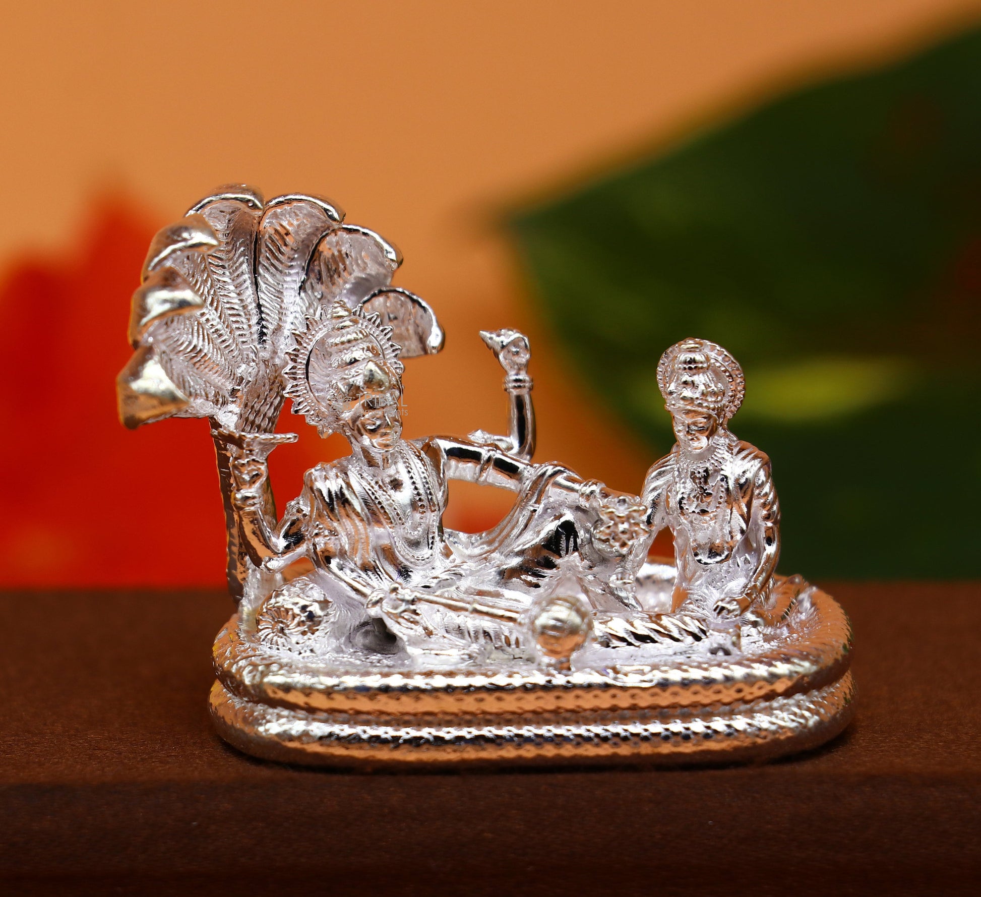925 sterling silver lord Vishnu Narayana with lakshmi statue or Murti , amazing Stunning diwali puja worshipping figurine art art722 - TRIBAL ORNAMENTS