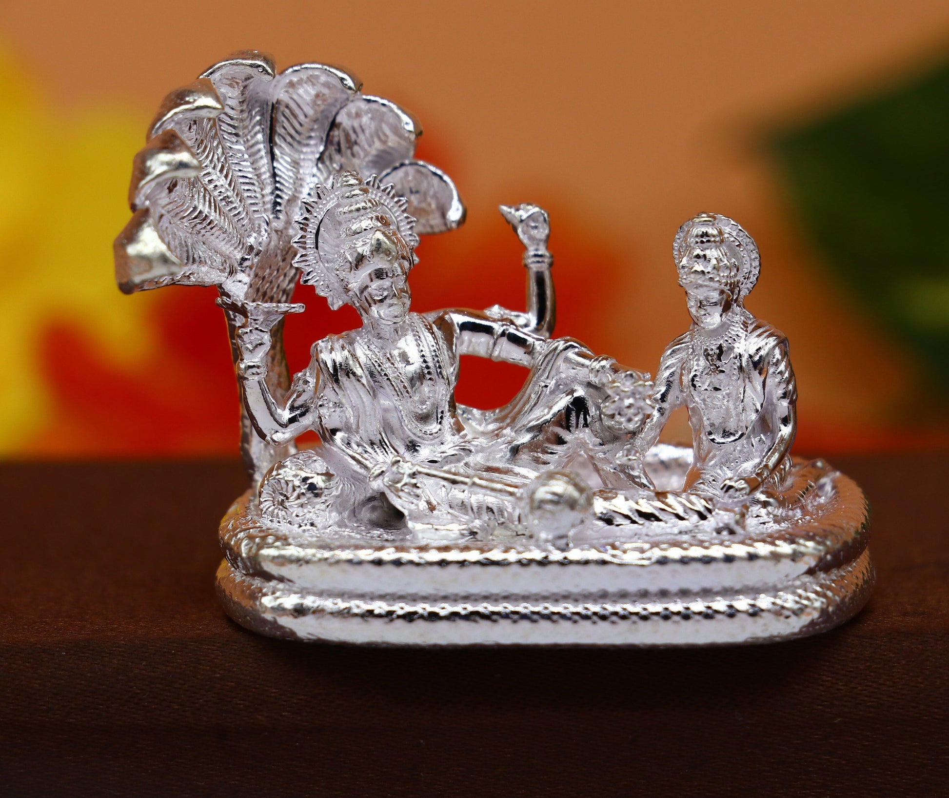 925 sterling silver lord Vishnu Narayana with lakshmi statue or Murti , amazing Stunning diwali puja worshipping figurine art art722 - TRIBAL ORNAMENTS