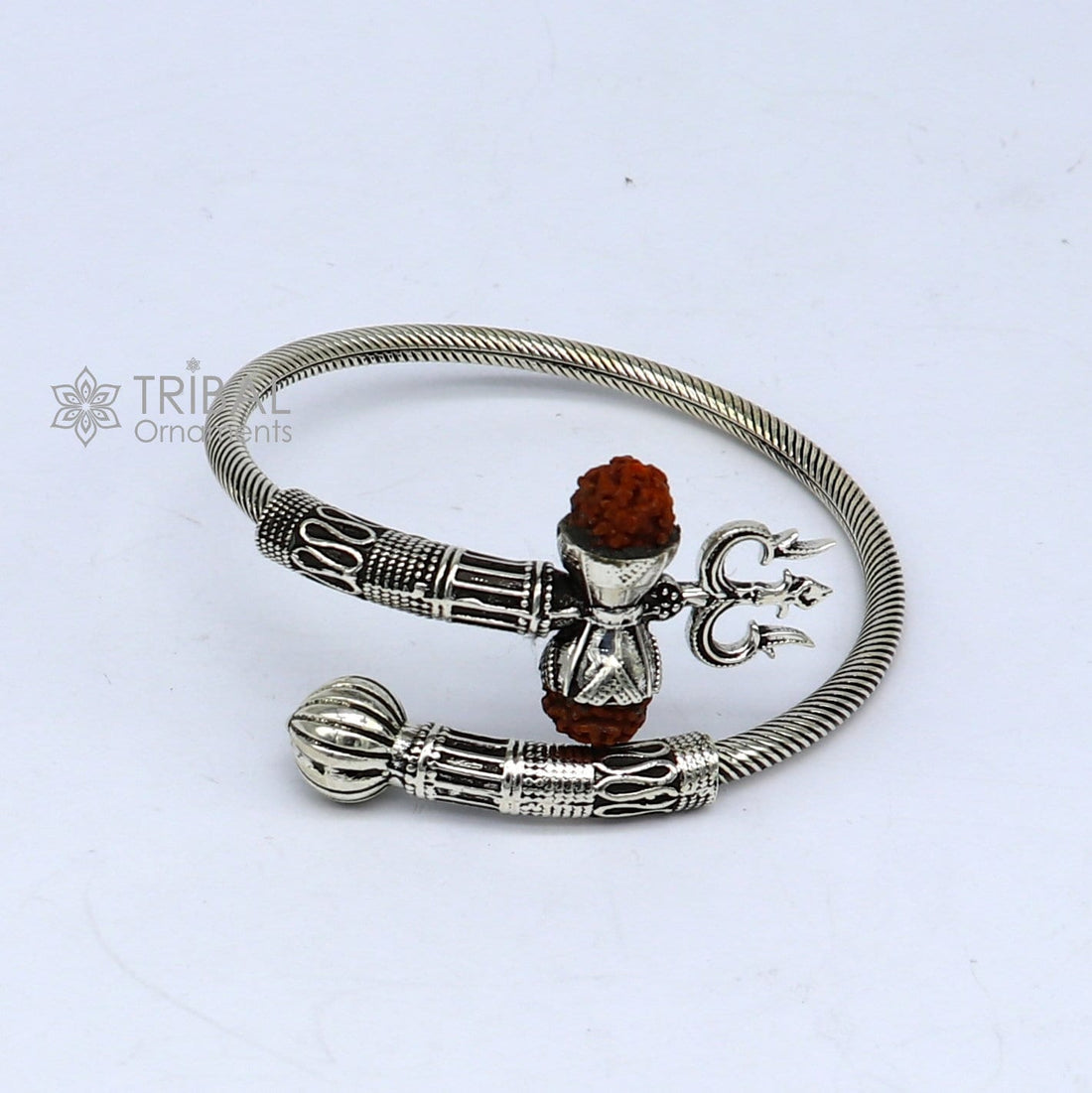 925 sterling silver handmade amazing customized lord shiva bangle bracelet, excellent trident trishul with rudraksha unisex jewelry nsk773 - TRIBAL ORNAMENTS