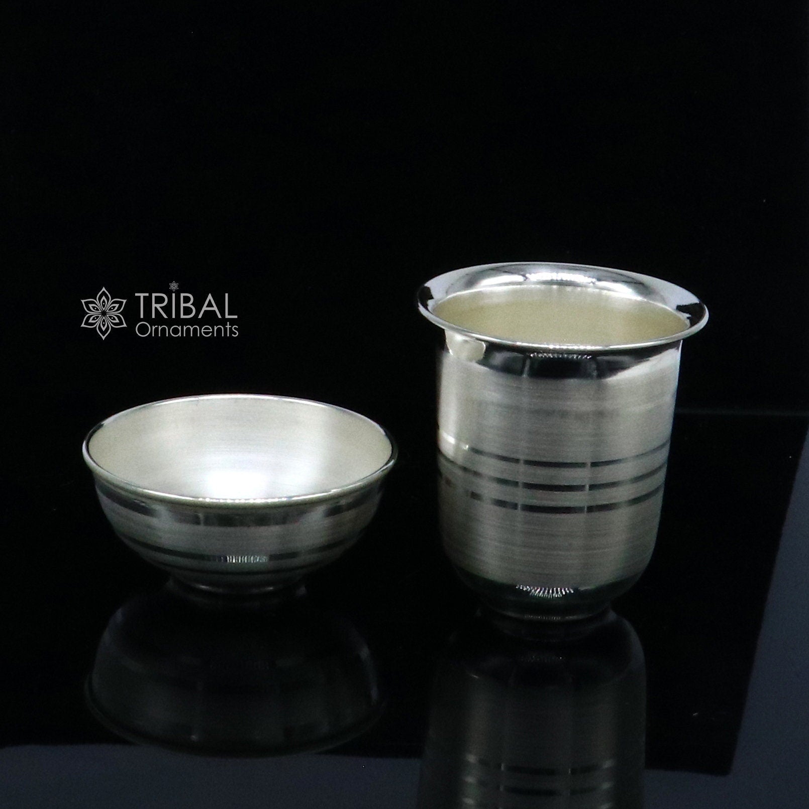 999 fine silver water milk glass and bowl, silver tumbler silver, silver utensils, silver baby set serving food DIWALI Puja utensils sv281 - TRIBAL ORNAMENTS