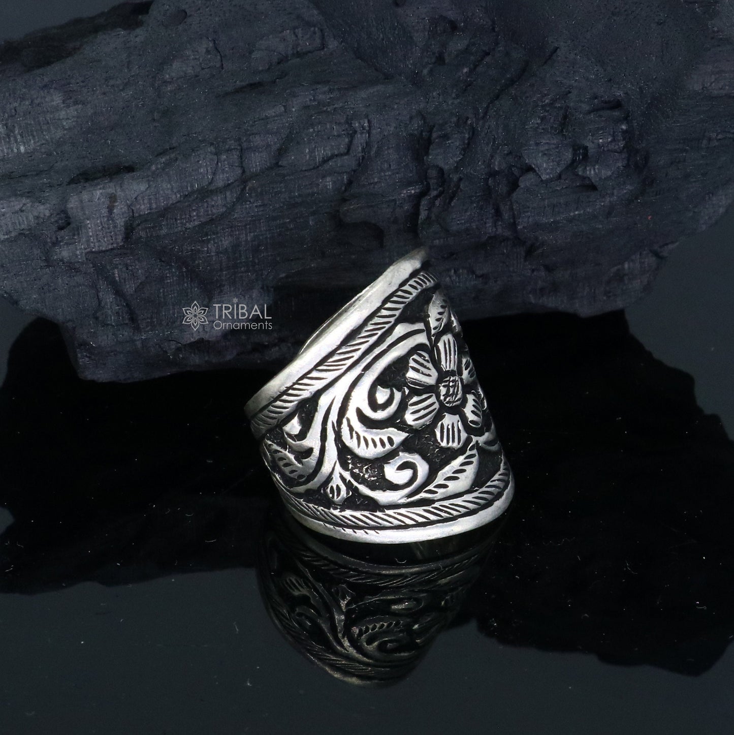 925 Sterling silver handmade gorgeous chitai work thumb/Finger rings band tribal temple ring adjustable band, for both girls and boy sr382 - TRIBAL ORNAMENTS