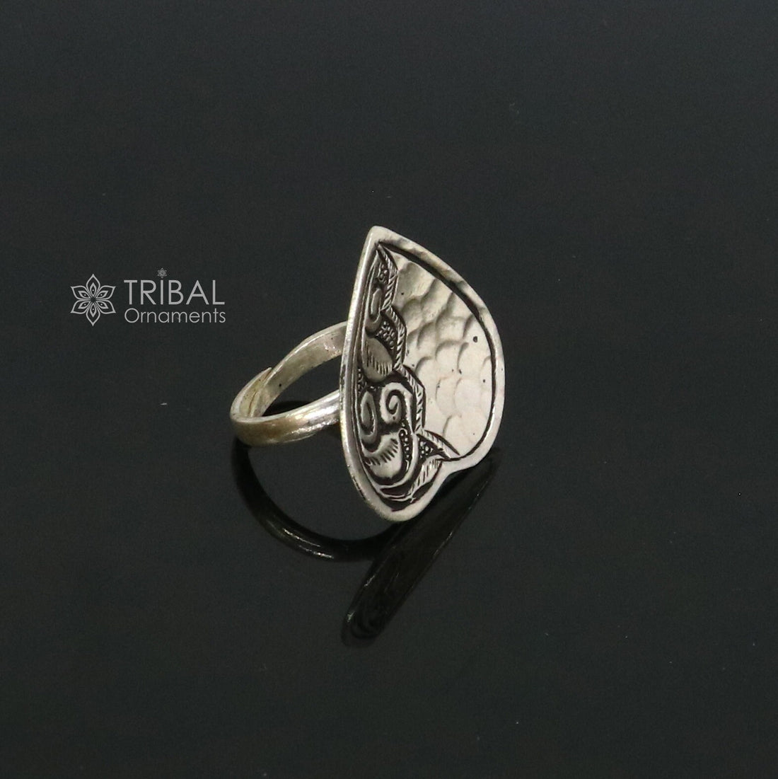 Heart shape Amazing Indian Classical cultural design 925 sterling silver adjustable ring, best tribal ethnic jewelry Navratri jewelry sr394 - TRIBAL ORNAMENTS