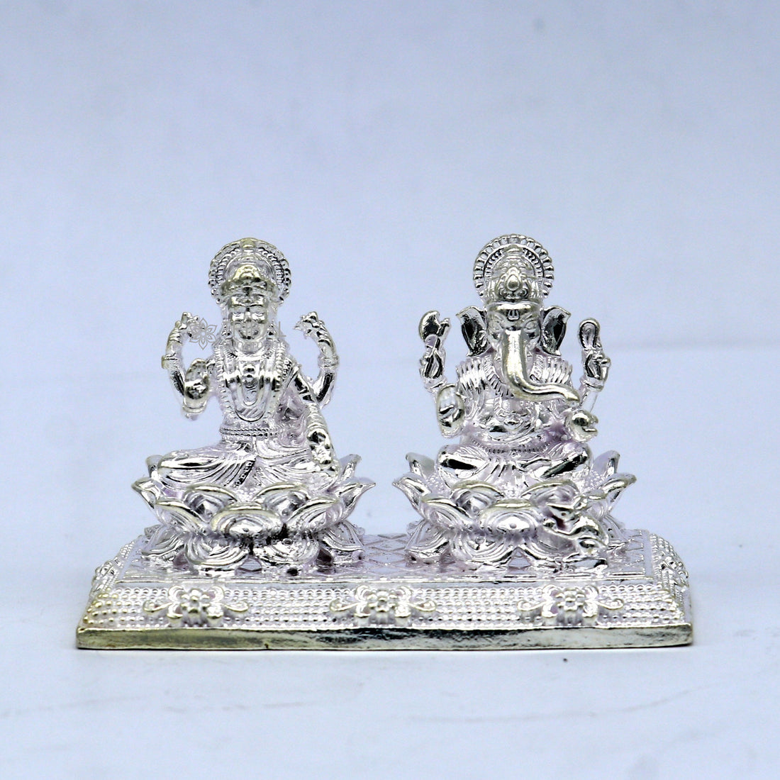 1.3" 925 Sterling silver Lakshmi and Ganesha statue, puja article figurine, Diwali puja brings joy, hope, and wealth to the owners art747 - TRIBAL ORNAMENTS