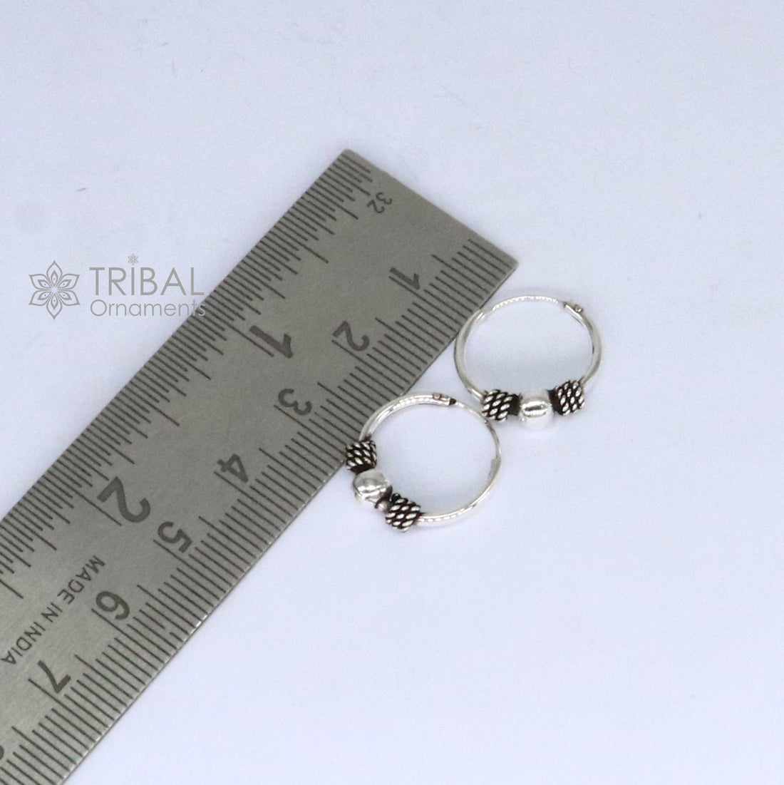 Traditional classical design stylish 925 sterling silver handmade hoops earrings bali ,pretty gifting bali tribal jewelry india s1214 - TRIBAL ORNAMENTS