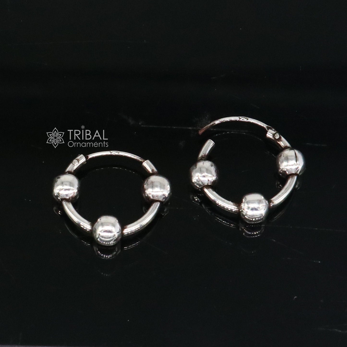 Exclusive new fancy stylish small  925 sterling silver handmade hoops earrings bali ,pretty gifting bali tribal jewelry india s1216 - TRIBAL ORNAMENTS